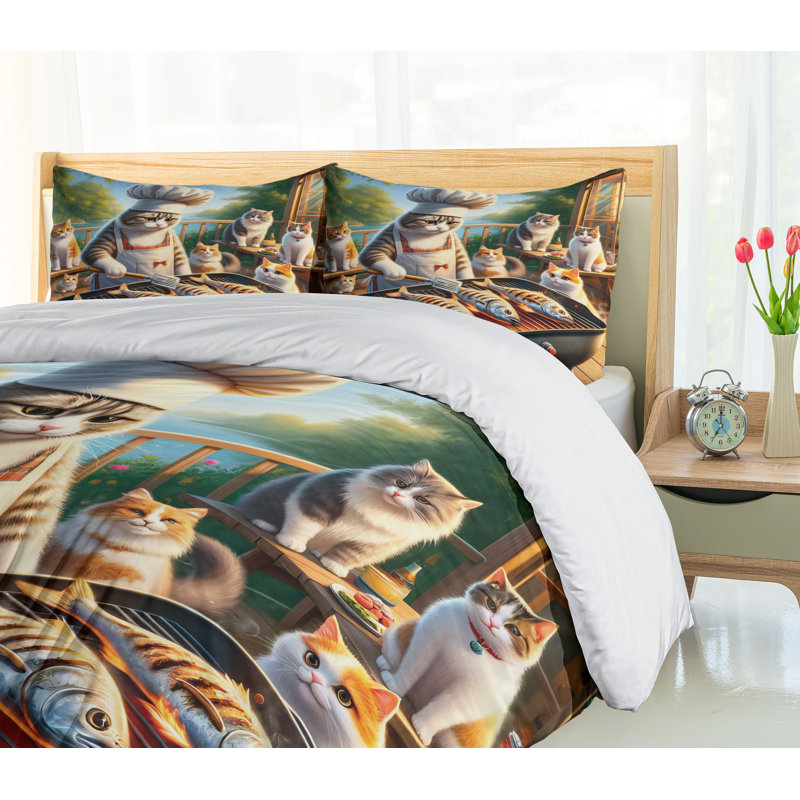 Cat Duvet Cover, California King Duvet Cover + 2 Standard Shams