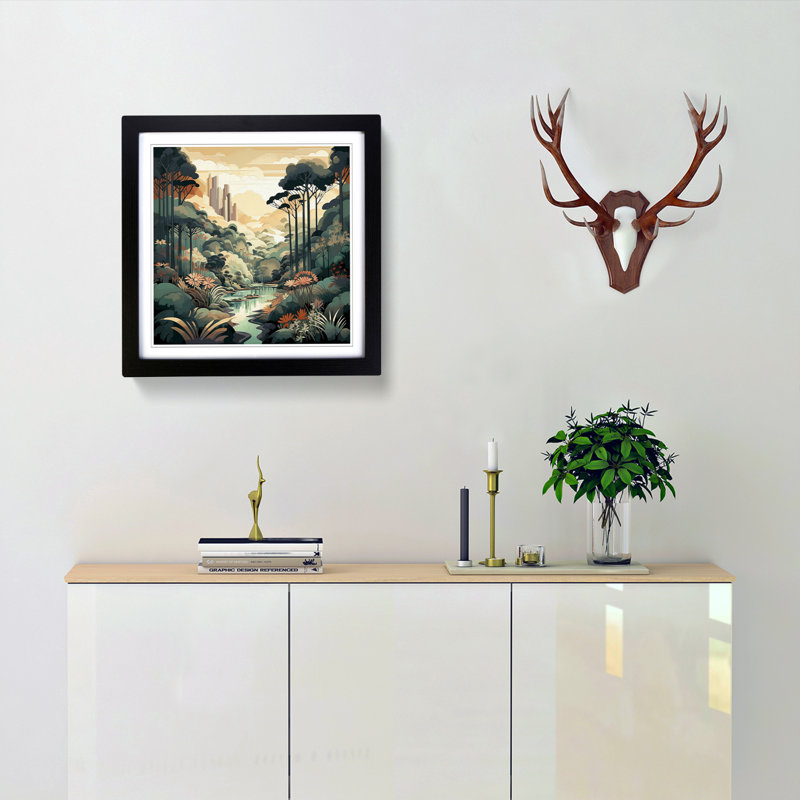Landscape Deco No.1 - Framed Print, Black