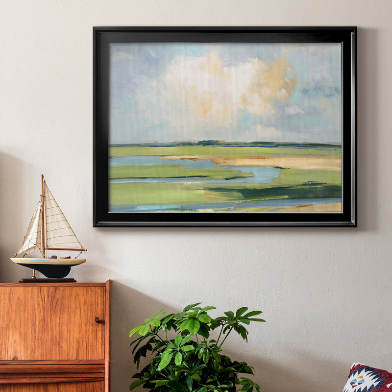 Pastel Horizon II - peinture encadrée, H 30,5 po x l 42,5 po, Toile encadrée, Noir