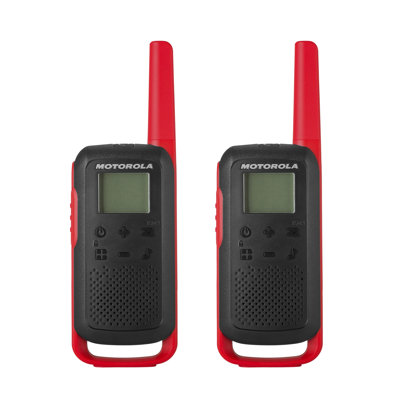 Ensemble de deux radios bidirectionnelles de type noir et rouge avec deux solutions de téléphone mobile
