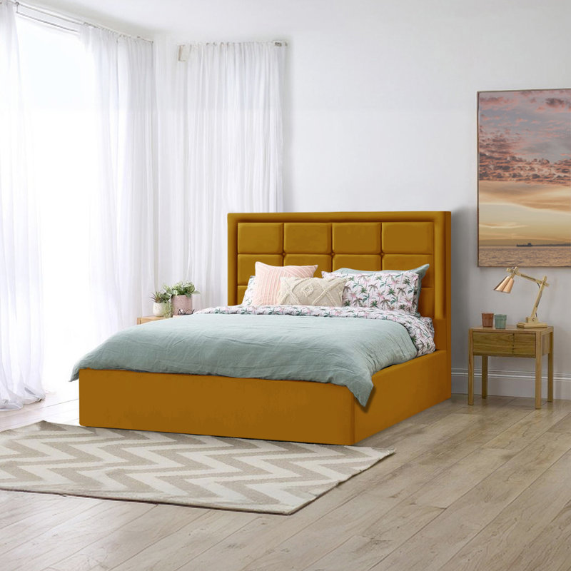 Adoline Upholstered Bed, Double (4'6), Turmeric