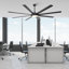 Ventilateur de plafond industriel à 8 pales en aluminium à intensité variable avec lumières DEL et télécommande Harrigan-539702593