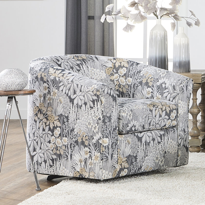 Fauteuil demi-tonneau pivotant rembourré, Gris Durango