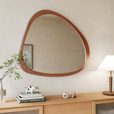 Miroir asymétrique avec cadre en bois massif 45 po, habillage pour chambre à coucher, salon, salle de bain, couloir, entrée