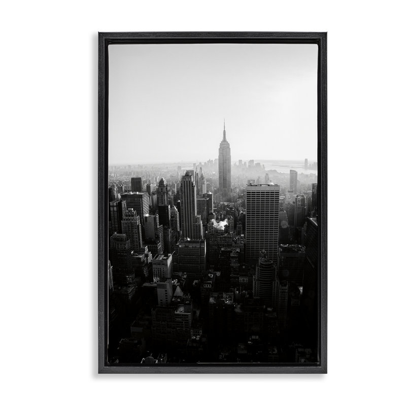 Empire Empire dans un cadre flottant monochrome, design par Aledanda, H 25 po x l 17 po, Cadre flottant noir de jais