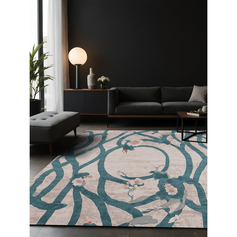 Tapis gris soyeux et moelleux, Rectangle 5 pi x 7 pi