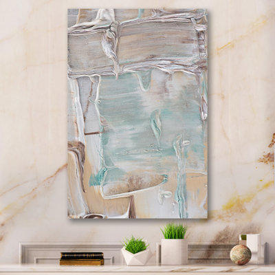 Artistique beige clair sur fond bleu II - art mural moderne et contemporain sur toile