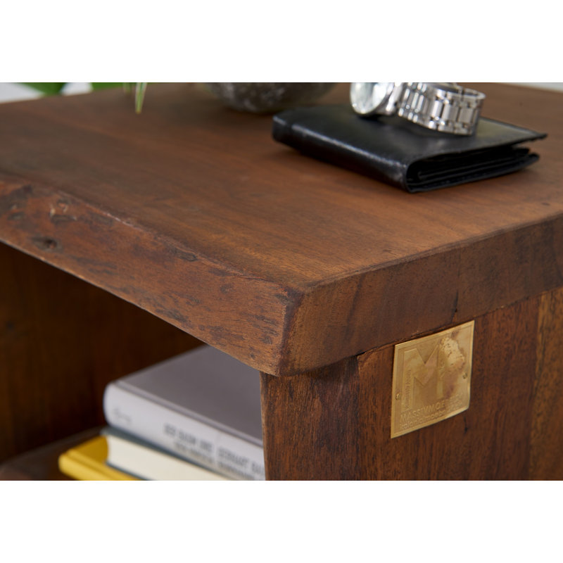 45cm W Solid Wood Bedside Table, Brown