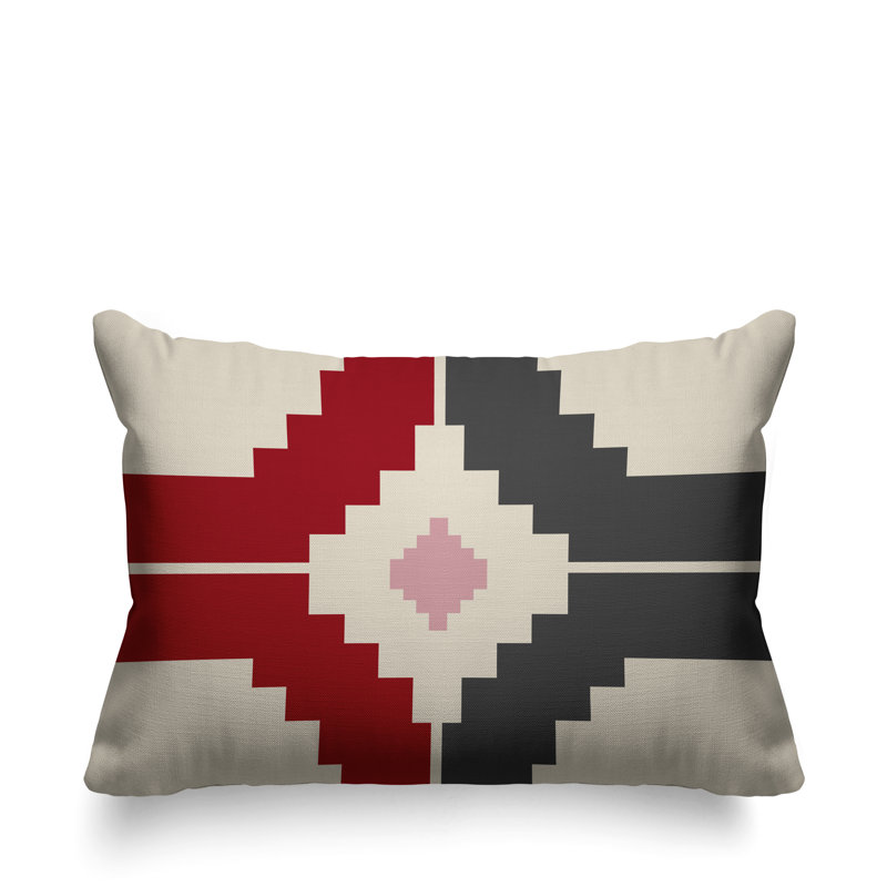 Coussin intérieur / extérieur Kele Southwestern, Rouge