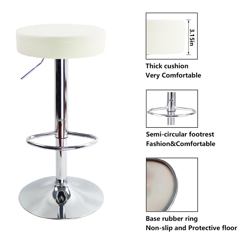 Aavi Swivel Upholstered Adjustable Height Counter Stool, White