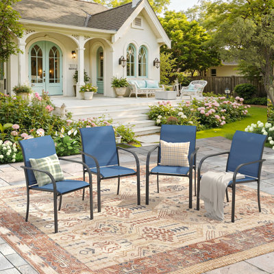 Outdoor Stacking Patio Dining Armchair Set Of 4