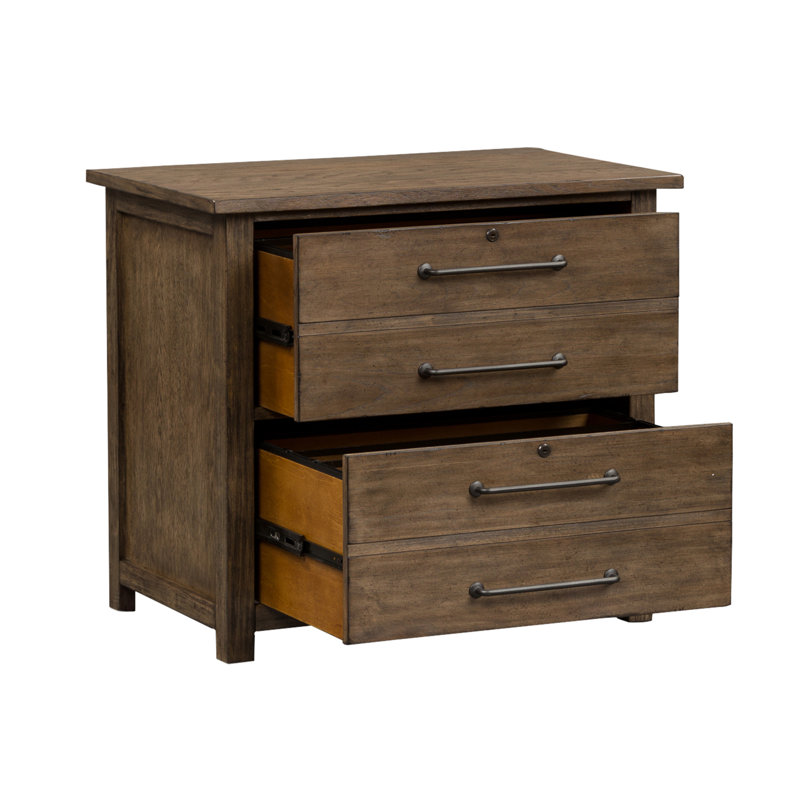 Navarrete 34'' Wide 2 -Drawer Solid Wood File Cabinet