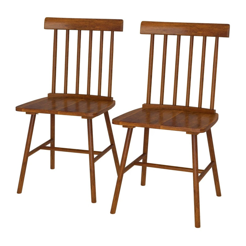 Chaise en bois d'hévéa brun clair avec dossier incurvé