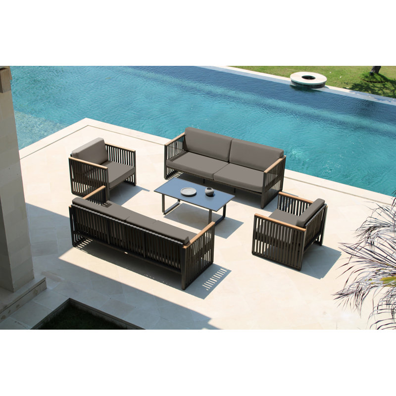 Horizon Outdoor 5 - Piece Conversation Set, Spectrum Graphite Sunbrella® Plainweave