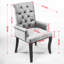Chaise de salle à manger rembourrée en tissu de chenille avec pieds incurvés en bois massif - Élégante chaise club capitonnée pour la salle à manger, cuisine, paquet simple, noir