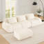 Canapé modulaire de 114 po, canapé-lit moderne désossé, siège profond surdimensionné et confortable à 3 places en forme de L avec repose-pieds mobile pour le salon, revêtement en flanelle, sans assemblage requis, crème-1924206033