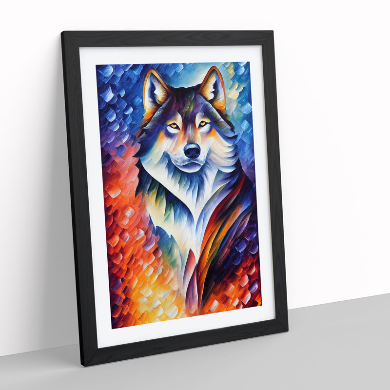 Wolf Portrait No.5 - Single Picture Frame Print, Black Framed, 64cm H x 46cm W x 2cm D