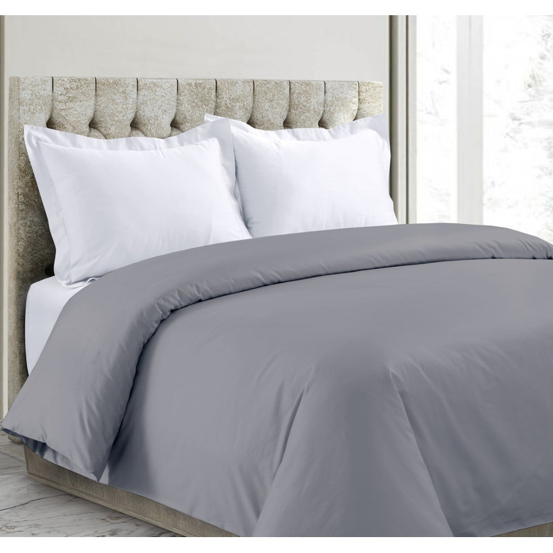 Housse de couette 100% coton biologique A1HC, 300 fils certifiés GOTS, Housse de couette pour lit simple, Gris foncé