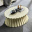 Table basse ovale beige de 91,6 cm (36,08 pouces) en fibre de verre de style vintage, idéale pour une décoration intérieure moderne. Prête à l'emploi, aucun assemblage requis, nettoyage facile.