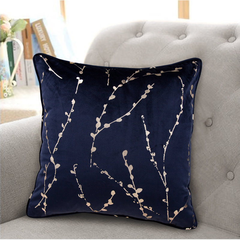 Ceresco Floral Square Cushion, Navy