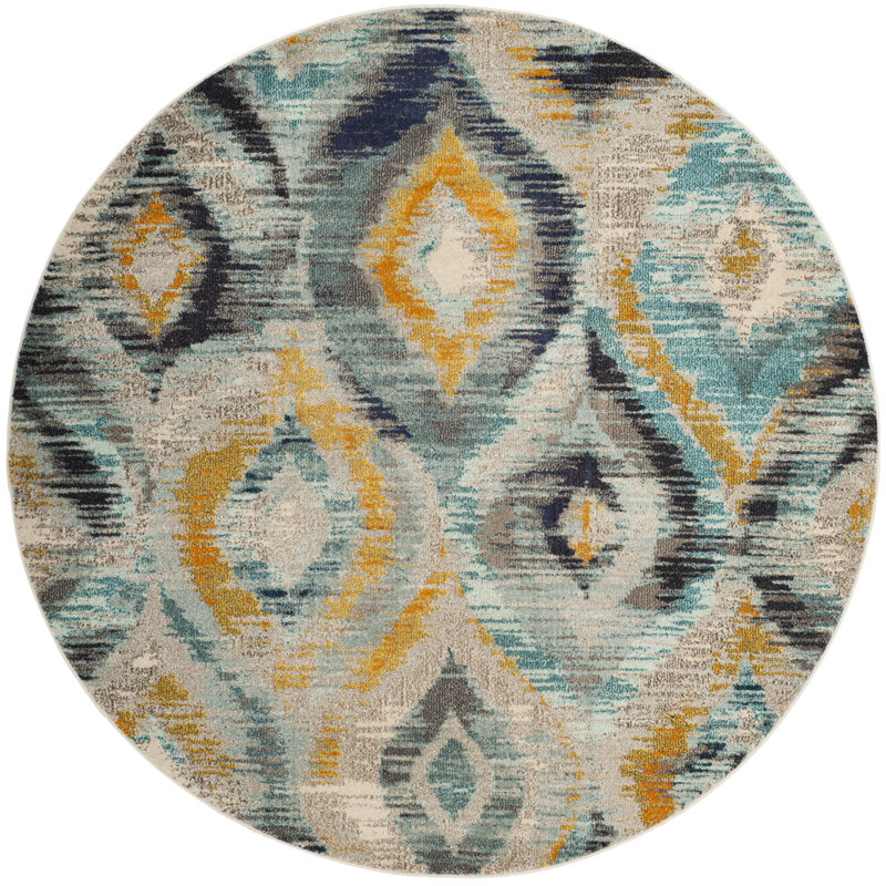 Nistler Ikat Area Rug, Round 122cm