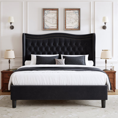 Upholstered Wingback Bed