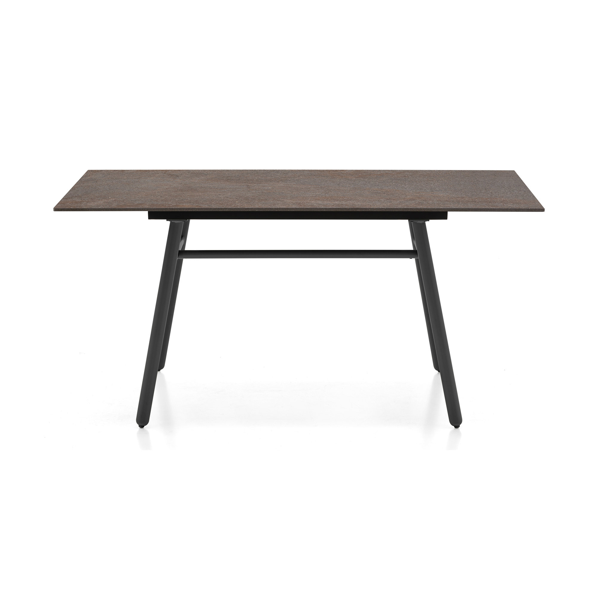 Yo! Outdoor Dining Table with Metal Legs, Matt Black, Porphyry Brown