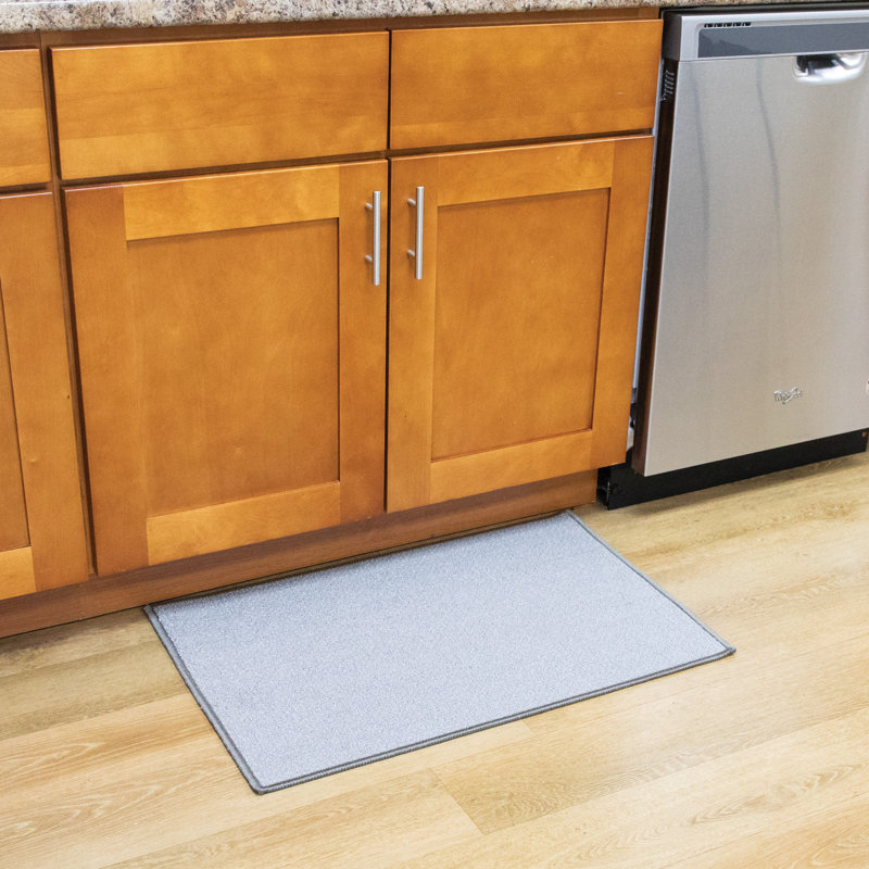 Light Gray Non-slip Synthetic Rectangular Kitchen Mat