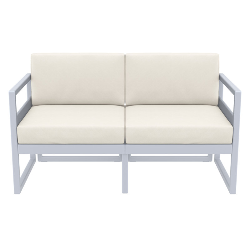 Causeuse d'extérieur Lane avec coussins Sunbrella, Blanc, Toile Sunbrella® naturel