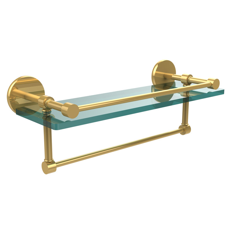 Dalston Bracket Shelf with Towel Bar, Polished Brass