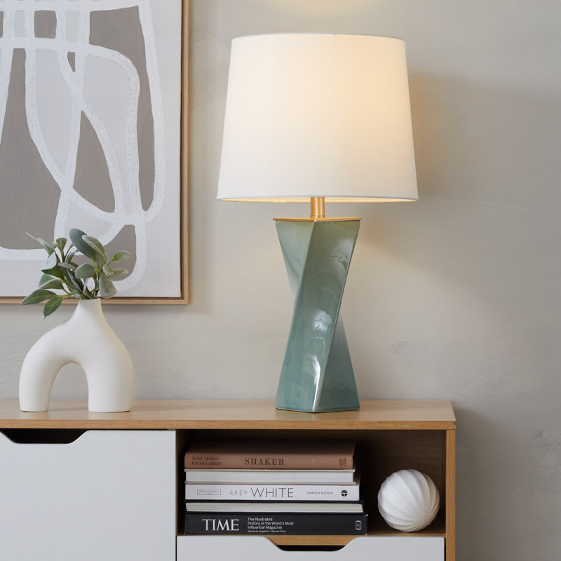Clarissa Square 26" Ceramic Table Lamp, Green