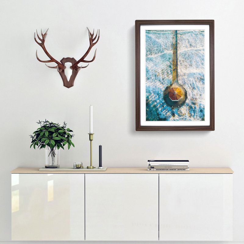 Manhattan Beach - Picture Frame Painting Print, 45cm H x 33cm W x 2cm D, Walnut Framed