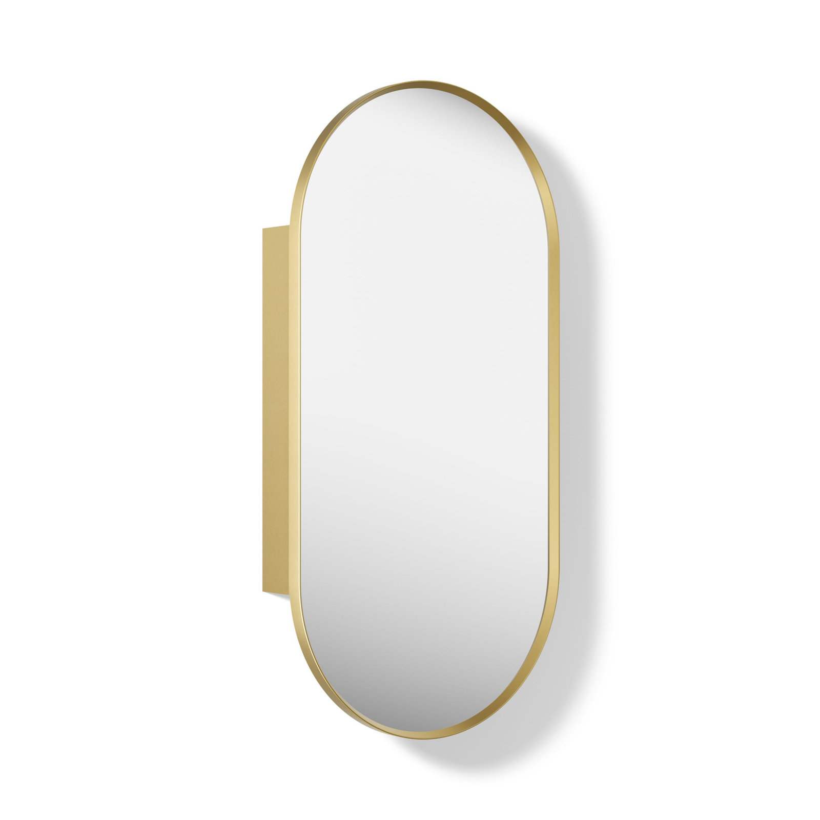 Verdera Capsule Medicine Cabinet, Moderne Brushed Gold, 40" H x 20" W x 5.55" D
