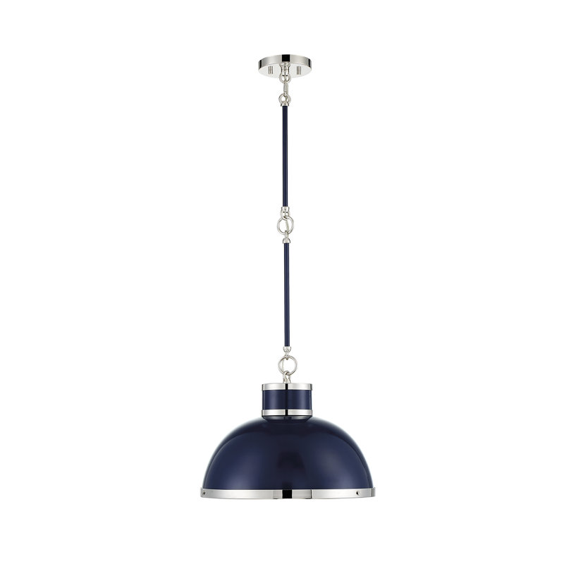 Luminaire suspendu en forme de dôme à 1 lumière Krum, Bleu marine
