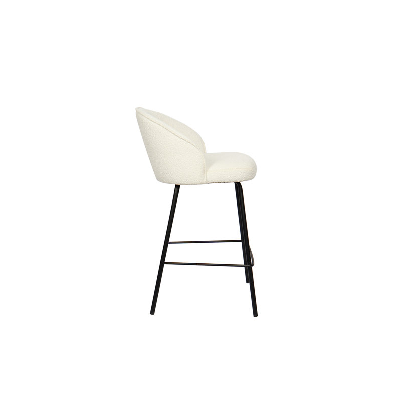 Upholstered Counter Stool with Metal Frame, White