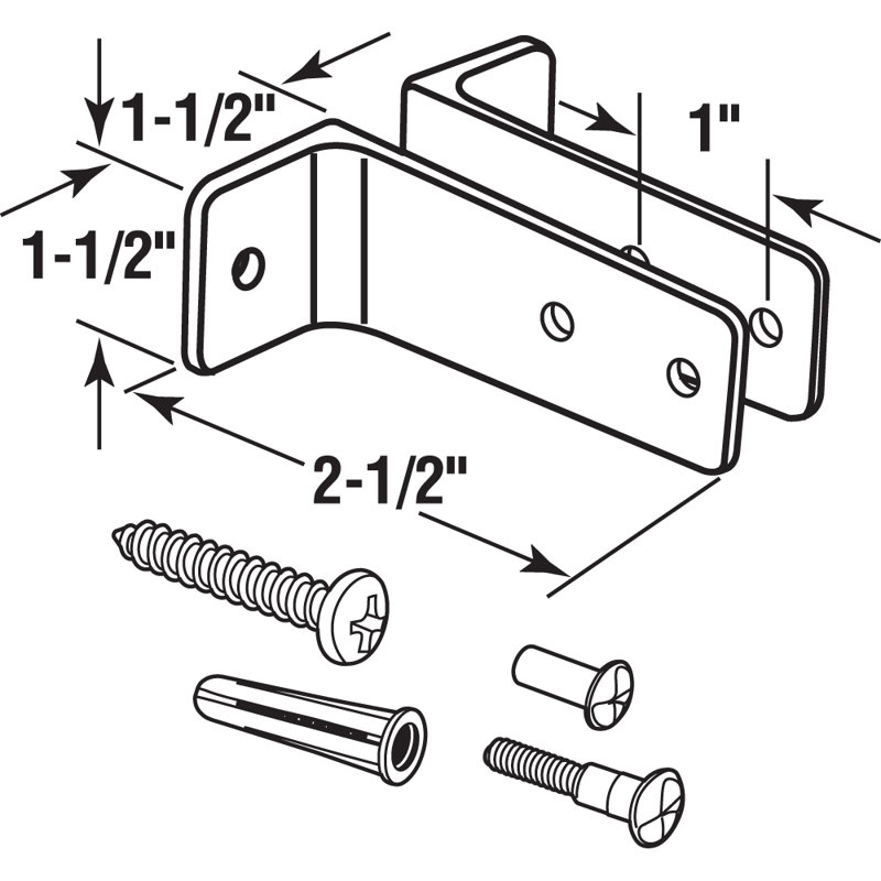 Deux supports muraux, 2 1/2 po, alliage de zinc, finition chromée (1 ensemble)