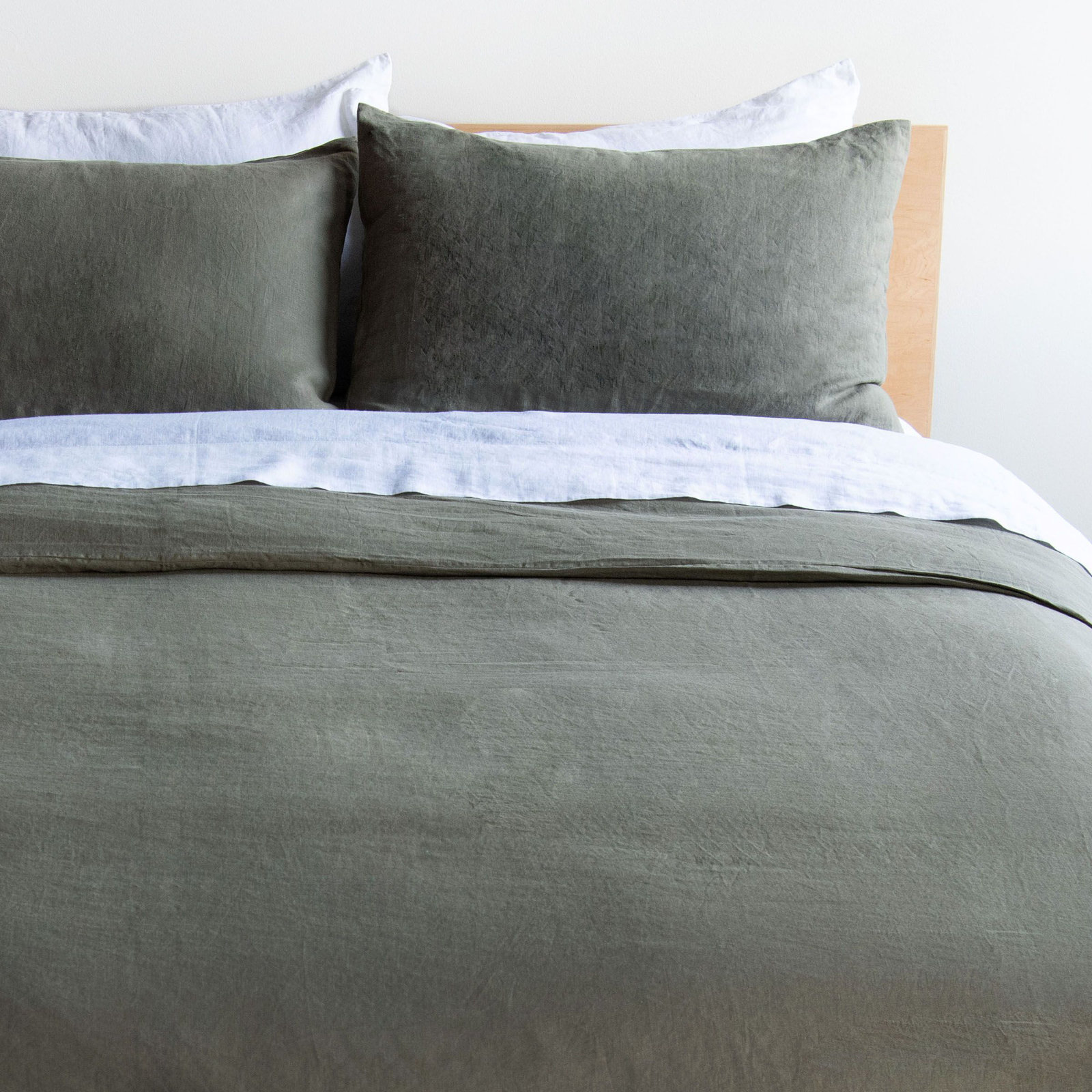 100% French Linen Duvet Cover, Queen Duvet Cover, Moss