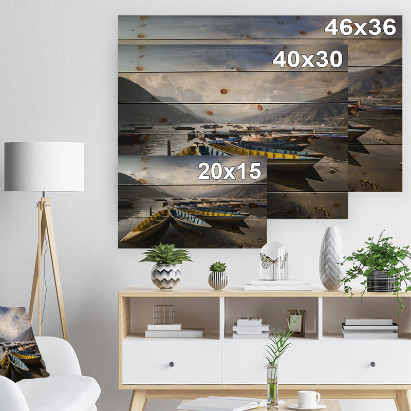 « pokhara lakeside bateau », photographie, H 30 po x l 40 po x P 1,5 po, Bois