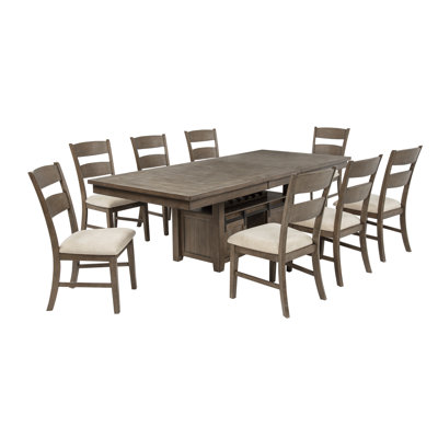 Extendable Walnut Wood Dining Set