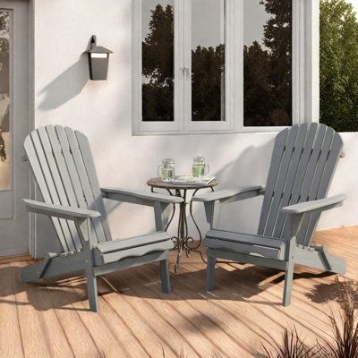 Ensemble de chaises d'extérieur pliantes en bois Adirondack avec dossier pré-assemblé pour patio, jardin, terrasse et foyer