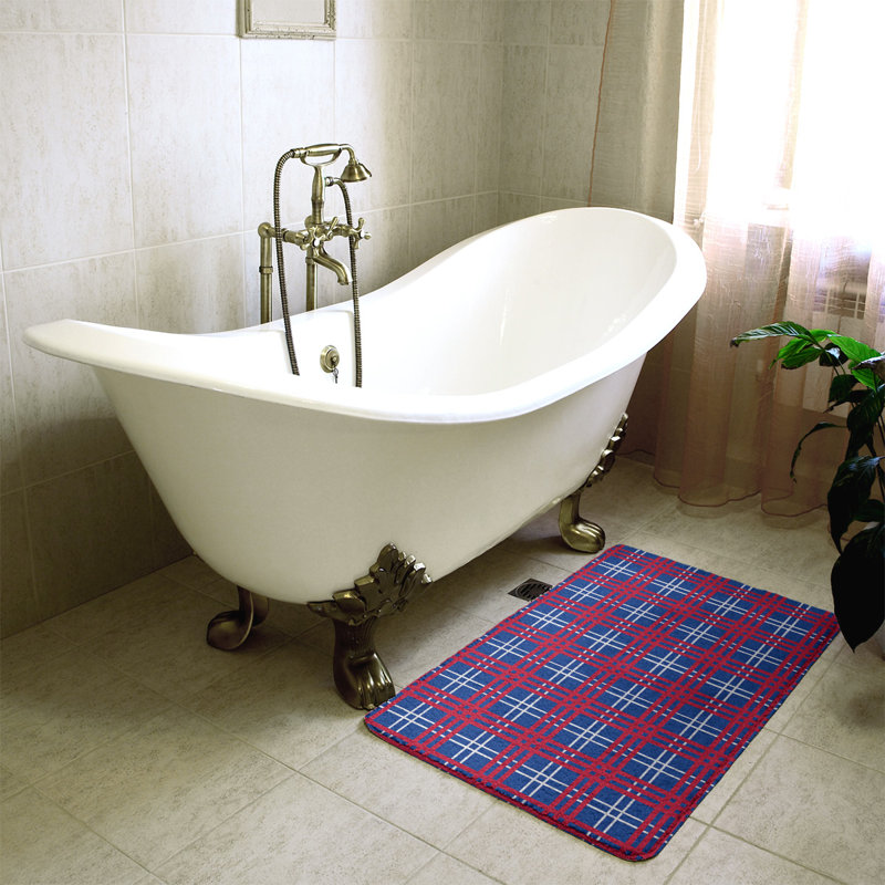 Memory Foam Non-Slip Bath Rug, 17" W x 24" L, Blue/Pink 2