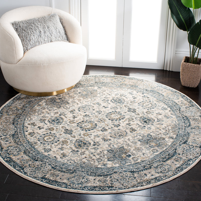 Tapis ivoire / bleu Valencia 570, Rond 6 pi 4 po