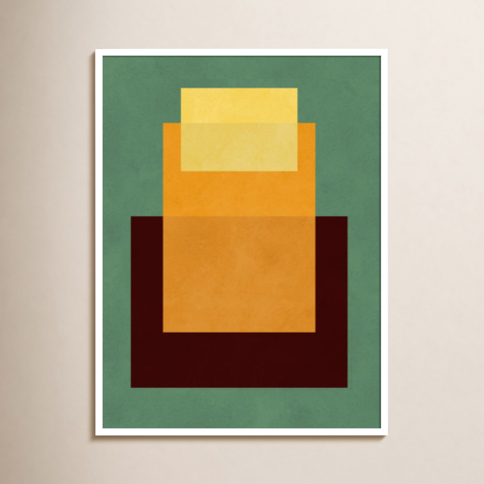Overlapping Geometry 10 Print, Green/Orange, 41" H x 31" W, White