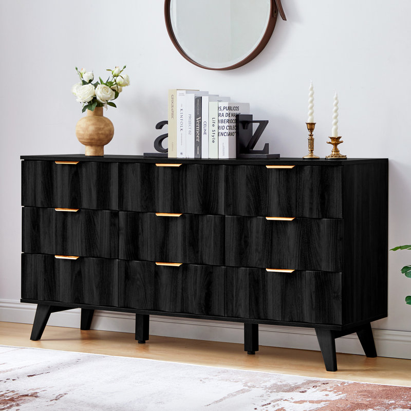 Commode décorative 9 tiroirs, Noir