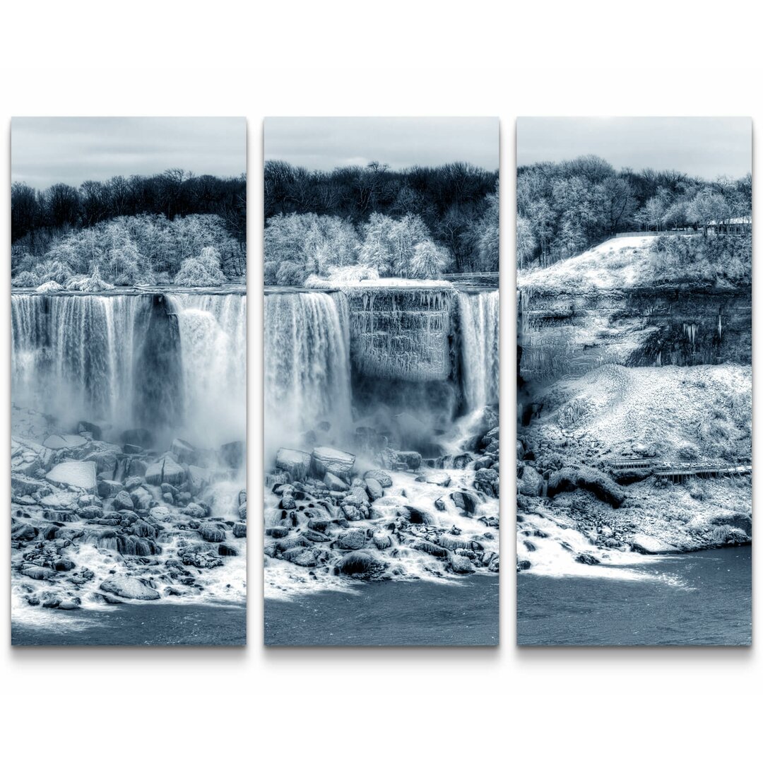 3-tlg. Leinwandbilder-Set Niagarafälle im Winter