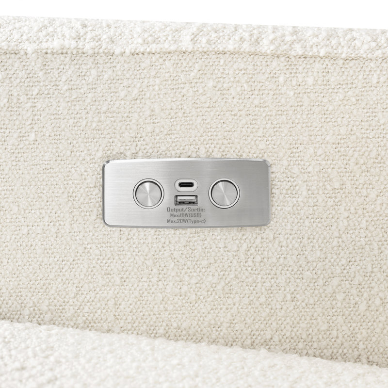Sigi Electronic Recliner And Glider In Eco-Performance Fabric With USB Port | Water Repellent & Stain Resistant, Ivory Boucle