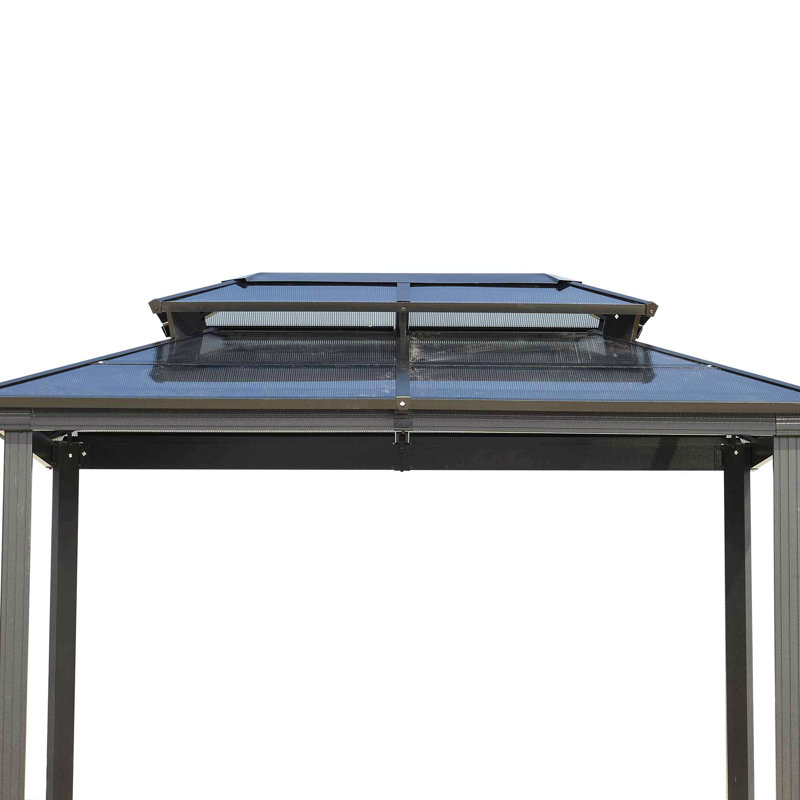 Outdoor Grill Gazebo 8 X 5Ft, Hardtop Bbq Gazebo With Uv-Resistant Polycarbonate Roof & Storage Hooks For Patio, Lawn, Garden