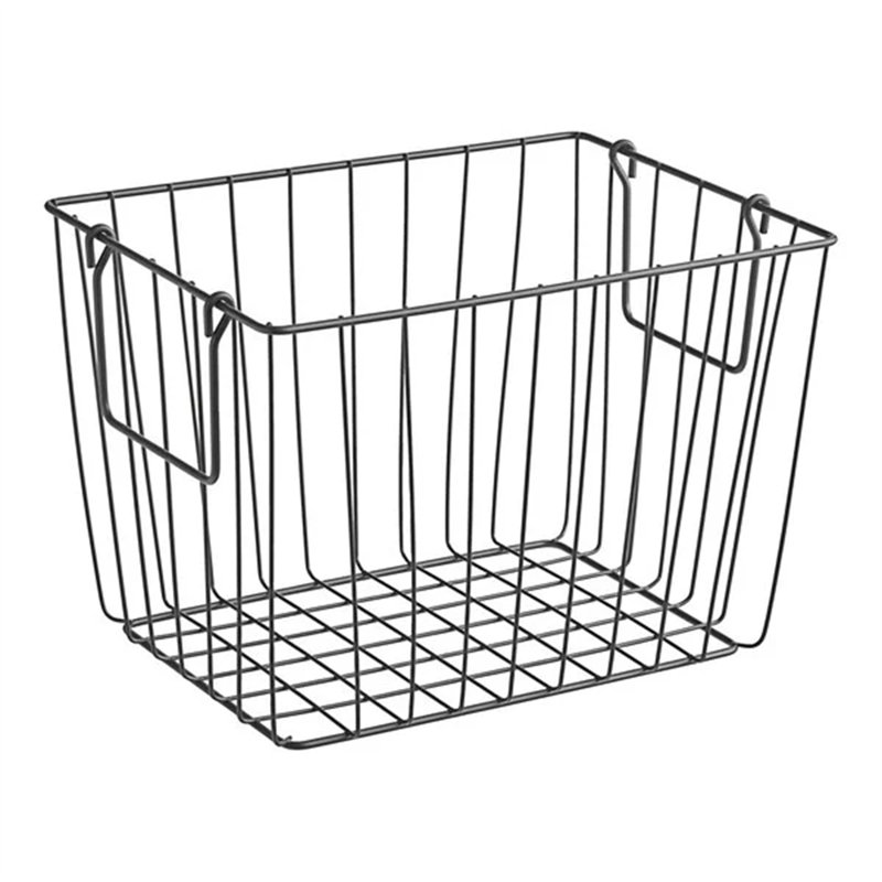 GET WB-314-MG Breeze 10 po x 5 1/2 po x 6 3/4 po Panier de rangement rectangulaire en métal gris avec poignées pivotantes