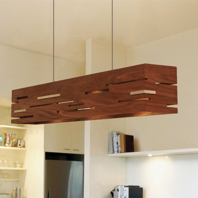 Aeris Linear LED Pendant - 2700K, Brushed Aluminum, Walnut, 7.5" H x 54" W x 5" D