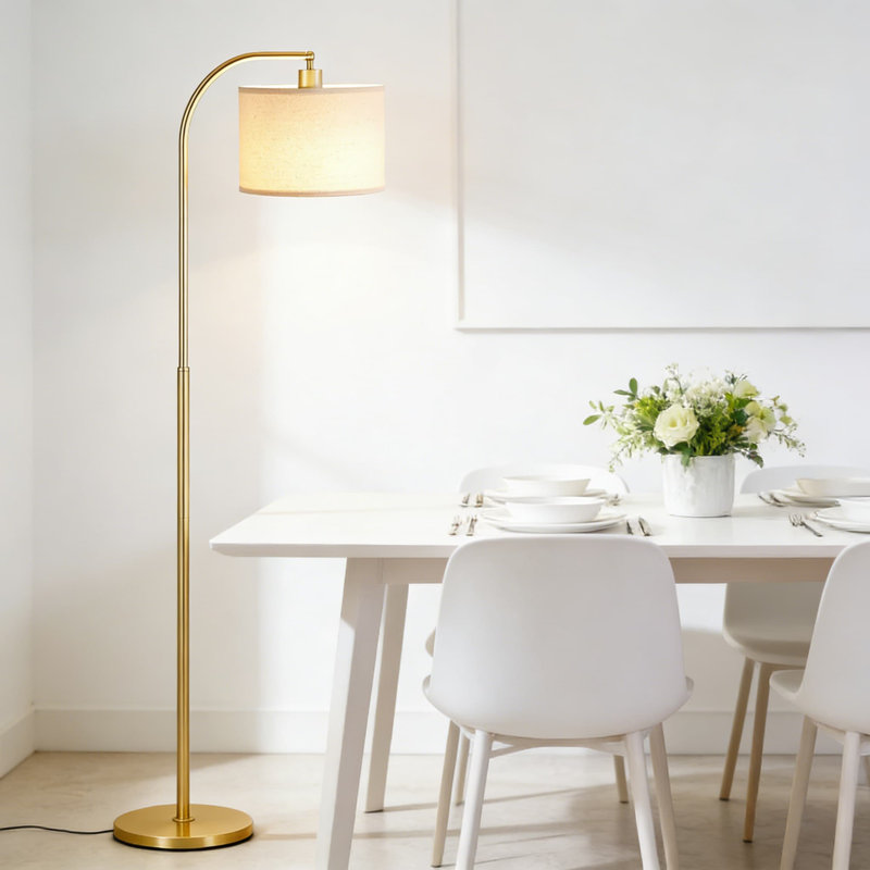 Arc Floor Lamp With Remote Control - Stepless Dimmable & Adjustable Color Temperature, Flexible Rotating Shade For Living Room, Bedroom, And Office